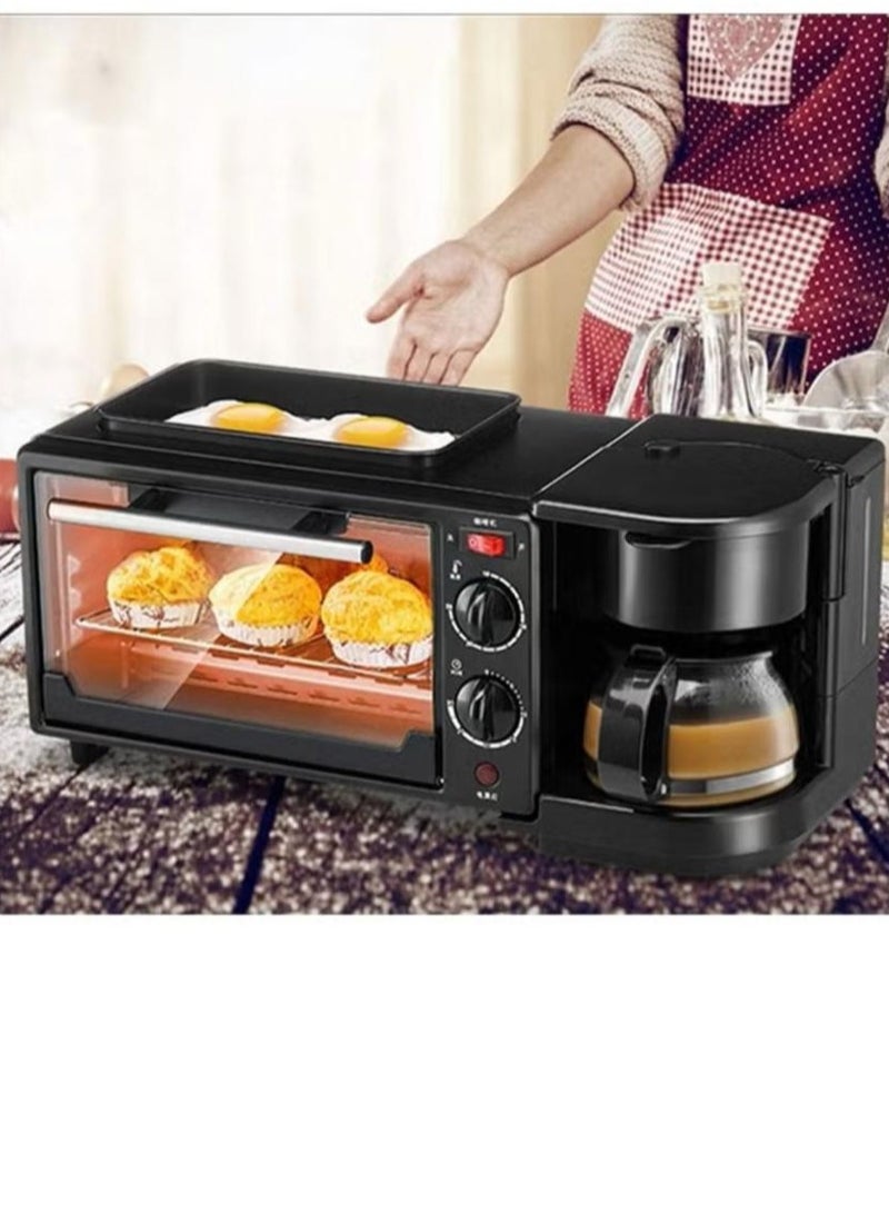 3 in 1 Breakfast Maker 1500W with 9L Oven All-in-One Coffee Maker, Toaster Oven & Griddle – Compact Multifunctional Breakfast Station for Quick & Easy Meals at Home