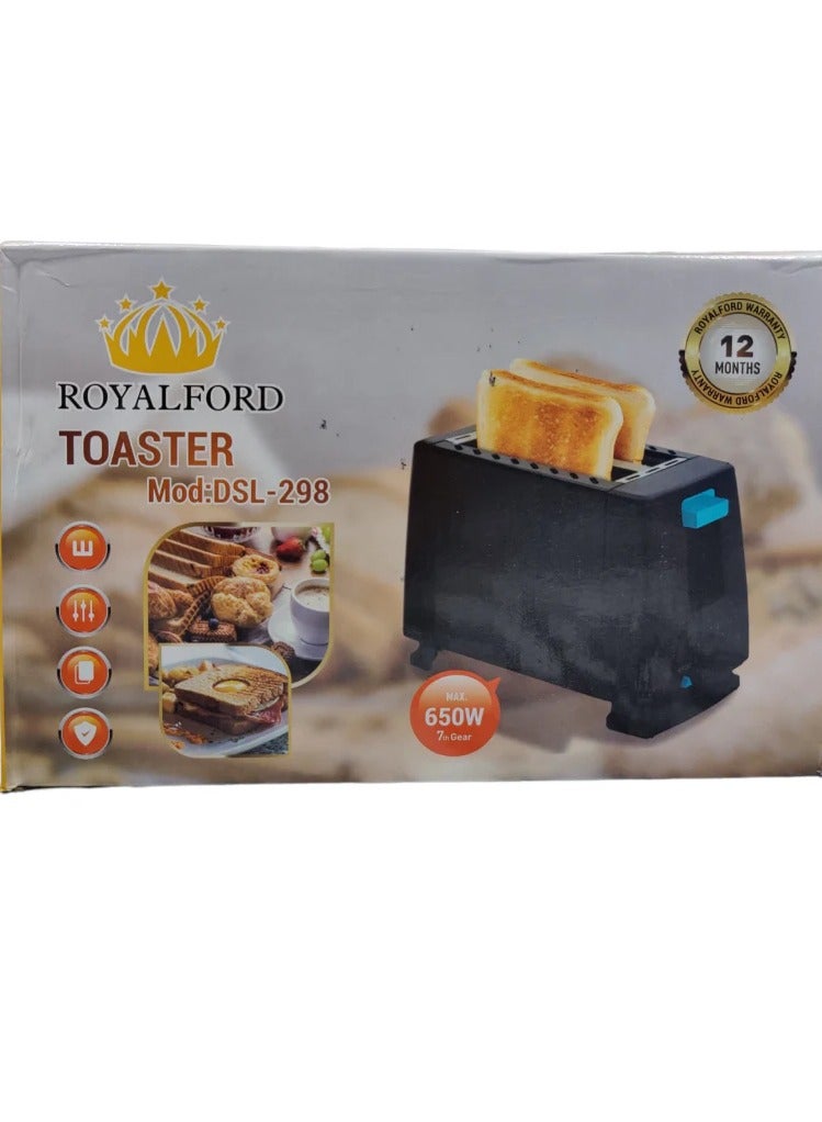 Automatic 2 slices Bread Pop up Toaster Stainless steel Black