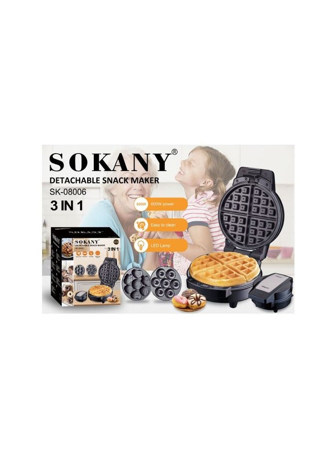 Sokany (SK-08006) Waffle Maker, 3 IN 1 , 600 Watt