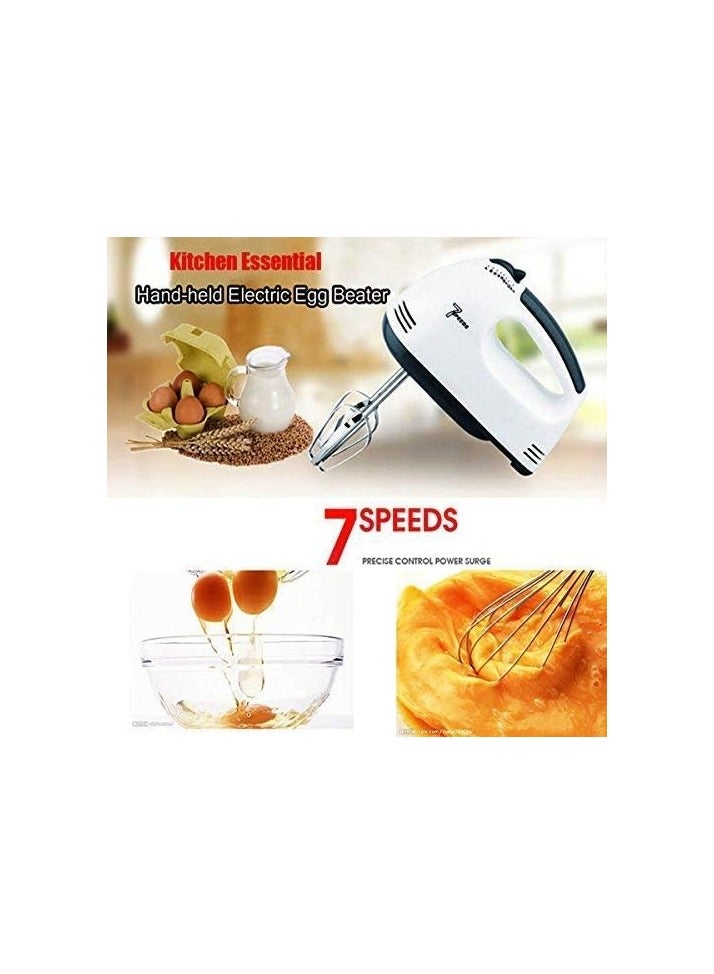 7 Gear Electric Egg Beater Automatic Hand Mixer Blender Plastics Rotating Push Whisk Cream Mixer Stirrer (220V) MH1068 White