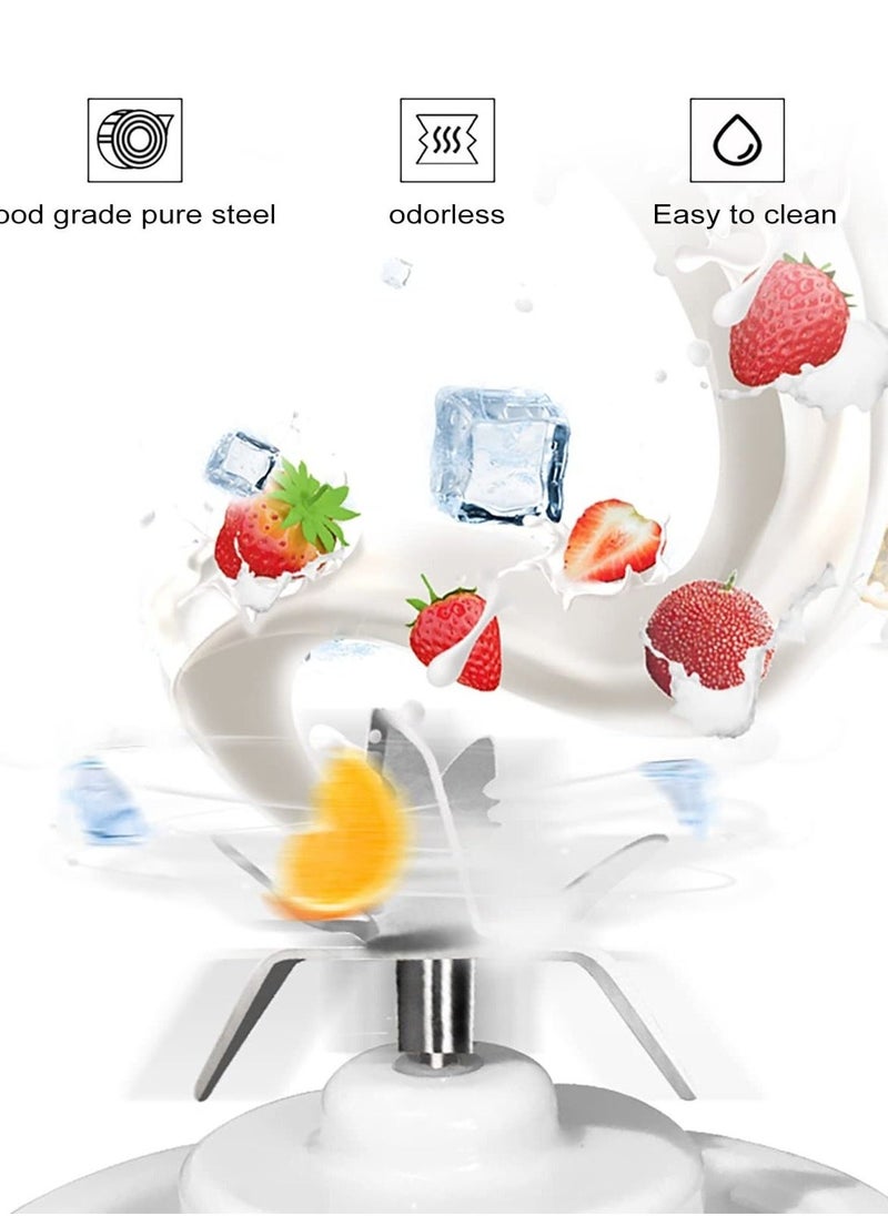 Portable Blender, Personal Size with 3000 mAh Rechargeable 6 Blades Fruit Veggie Juicer, for Shakes and Smoothies Mini Blend Portable Blender Cup Student for Home Travel Sports Kitchen (White)