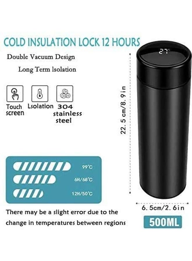 Intelligent Temperature Display Vacuum Insulated Water Bottle Black 500ml