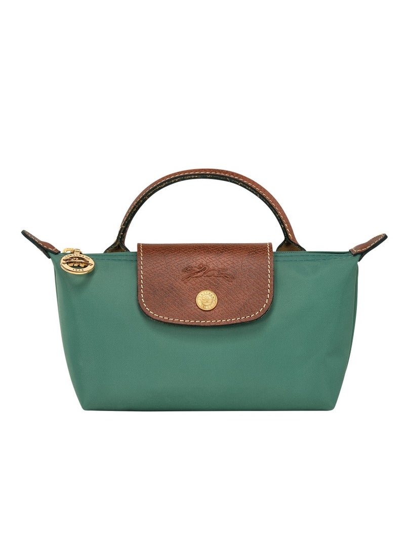 Women's mini makeup bag, handbag, green classic shoulder bag