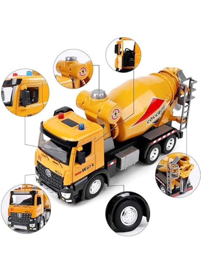 Mixer Truck Toy for Kids 3-5,with Metal Cab,Kids Toy Cars with Lights and Sounds,Toy Truck Gift for Boy Age 2 3 4 5 Years Old