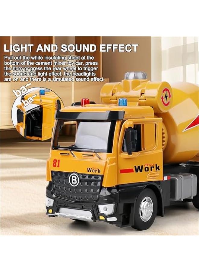 Mixer Truck Toy for Kids 3-5,with Metal Cab,Kids Toy Cars with Lights and Sounds,Toy Truck Gift for Boy Age 2 3 4 5 Years Old