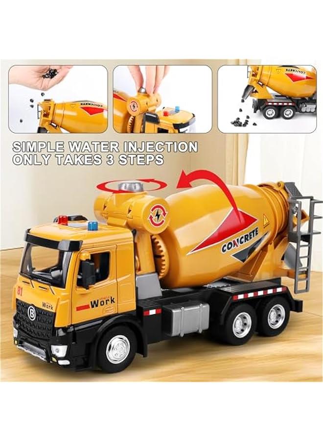 Mixer Truck Toy for Kids 3-5,with Metal Cab,Kids Toy Cars with Lights and Sounds,Toy Truck Gift for Boy Age 2 3 4 5 Years Old