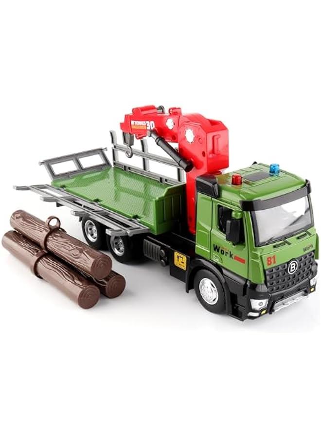 Timber Truck Toy for 3 4 5 6 Years Old Boys with Metal Cab,Kids Toy Cars with Lights and Sounds,Toy Trcuk Birthday Gifts for Toddler Child