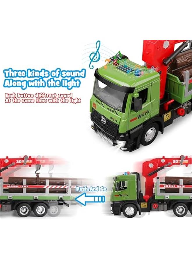 Timber Truck Toy for 3 4 5 6 Years Old Boys with Metal Cab,Kids Toy Cars with Lights and Sounds,Toy Trcuk Birthday Gifts for Toddler Child