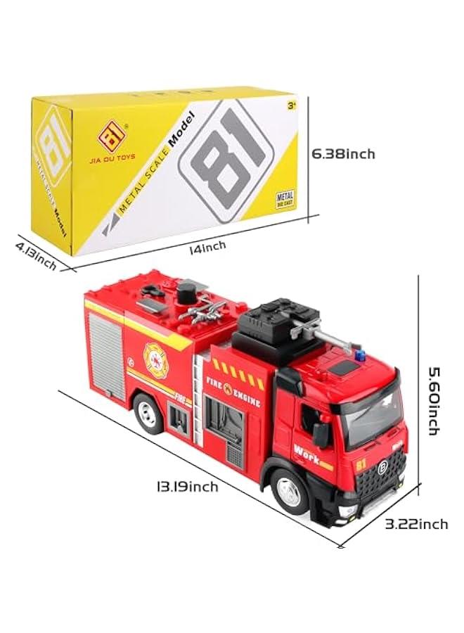 Fire Truck Toy for Kids 3-5,with Metal Cab,Fire Rescue Vehicle with Shooting Water,Lights and Sounds,Toy Truck Gift for Boy Age 2 3 4 5 Years Old