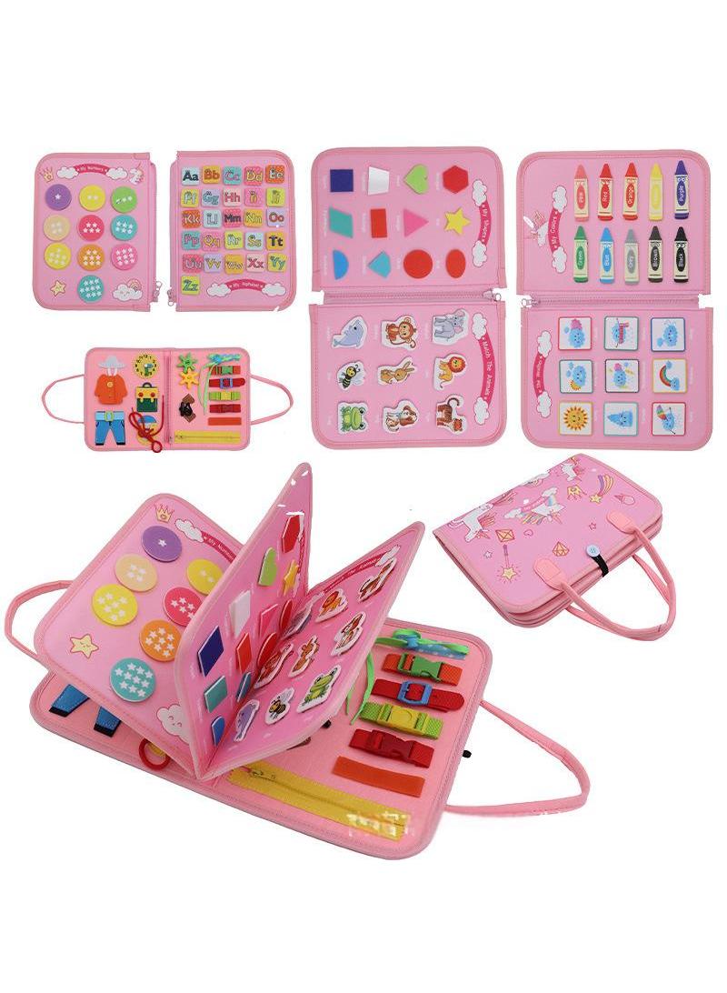 Busy Board Toys For Kids Toddler Sensory Toys Felt Activity Board For Boys And Girls Preschool Educational Learning Toy Gift For 2-4 Years Old Children Travel Toy For Airplane Or Car
