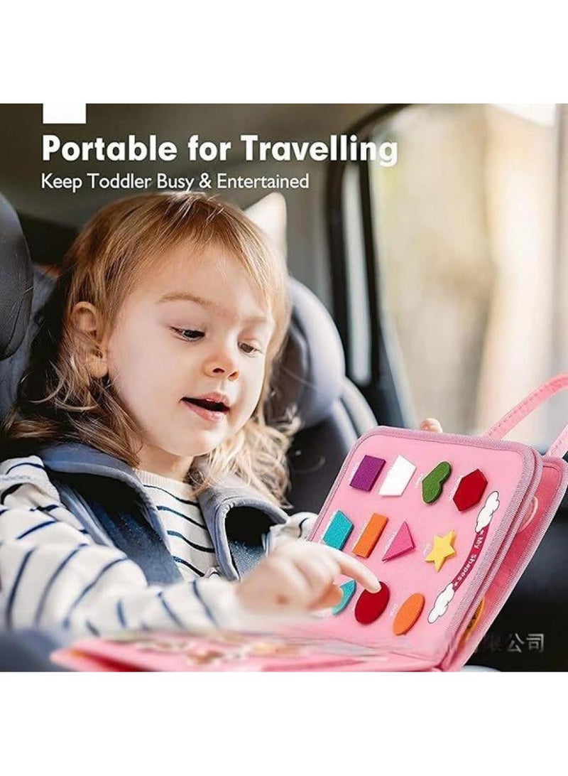 Busy Board Toys For Kids Toddler Sensory Toys Felt Activity Board For Boys And Girls Preschool Educational Learning Toy Gift For 2-4 Years Old Children Travel Toy For Airplane Or Car