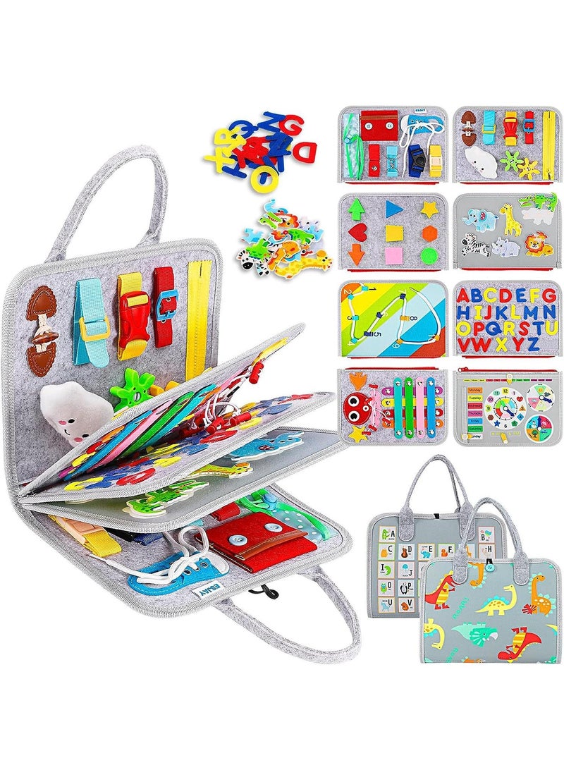Busy Board Toys For Kids Toddler Sensory Toys Felt Activity Board For Boys And Girls Preschool Educational Learning Toy Gift For 2-4 Years Old Children Travel Toy For Airplane Or Car