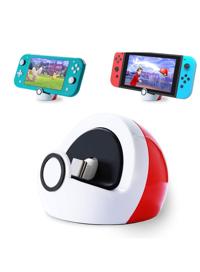 Charging Stand Compatible With Switch And Switch Lite/Switch OLED, Type-C Port Charge Dock Station No Projection, Mini Compact Portable White & Red