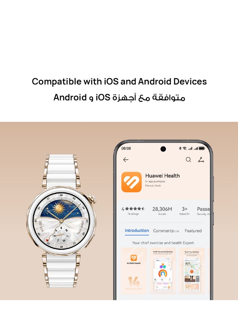 WATCH GT5 Pro 42 mm Smartwatch, Sharp-Edged Design, upto7 Days Battery Life, Pro-level Sports Watch, iOS & Android Compatible, Care+, 3 Month Extra Warranty+ Strap White