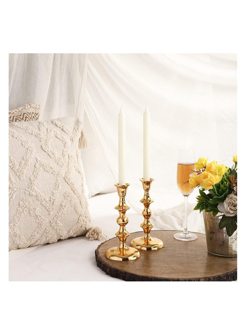 Voidrop set of 2 Pillar Candle Holder,Taper candle holder for retro candleholder, Formal Events, Wedding, Church, Holiday Décor, Dinning Table Centerpiece Candles (Gold)