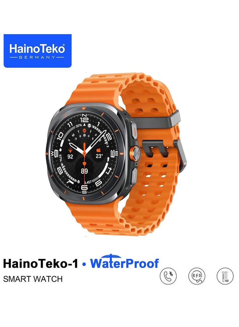 1 Ultra Waterproof Smartwatch With AMOLED Display and 3 Pair Straps For Men Black