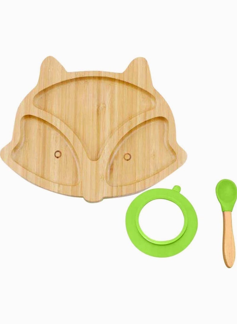 Baby Toddler Dinner Plates - Portable Non Slip Toddler Suction Plate, Stay Put Feeding Plate, Natural Bamboo Toddler Plates