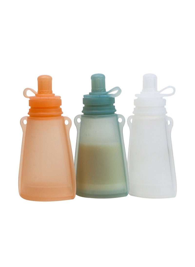 Home Fresh-Keeping Portable Silicone Breast Milk Bag Can Be Refrigerated And Reused Orange Color 120ml*3