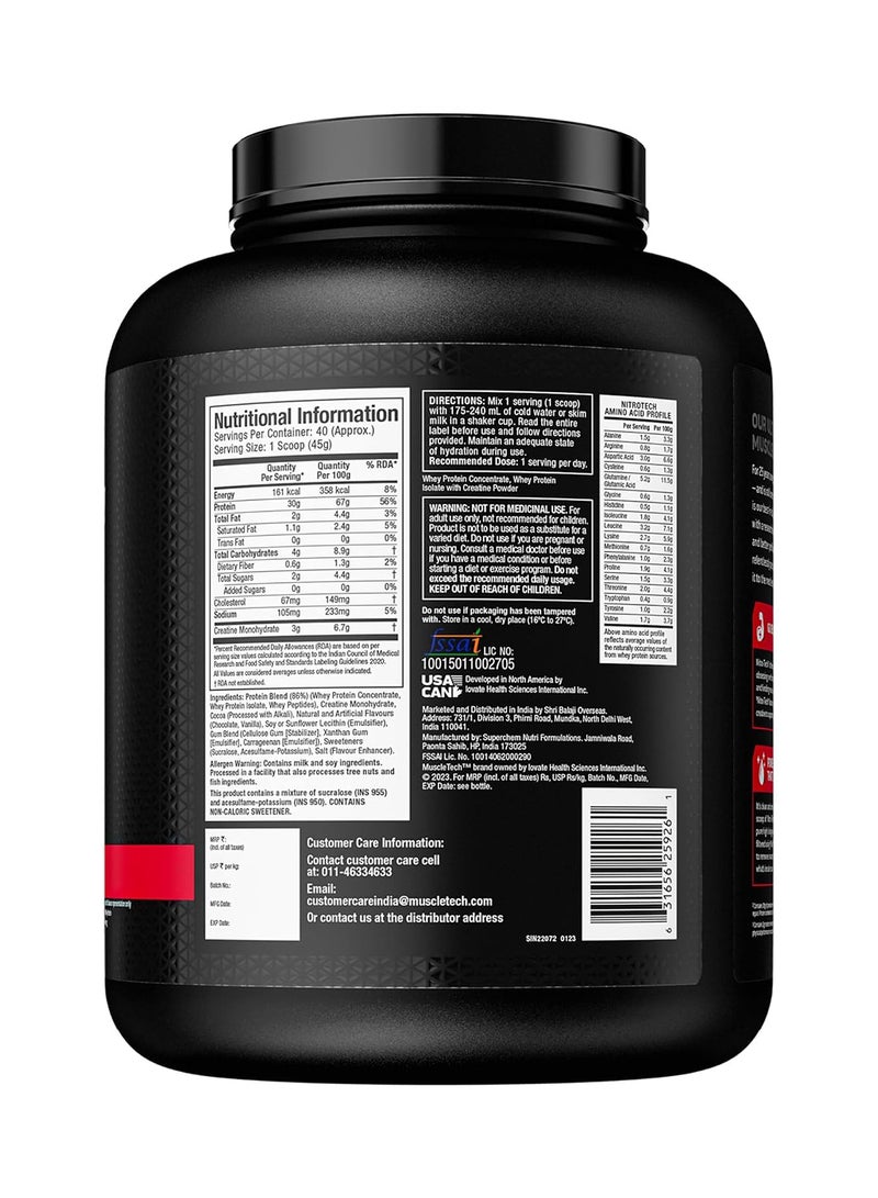 Nitro Tech Whey Isolate PreWorkout  Milk Chocolate  50 Servings 1.81kg