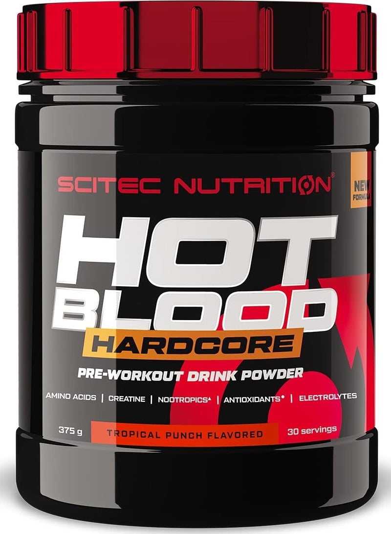 Hot Blood Hardcore Pre Workout Tropical Punch 30 Servings Explosive Energy