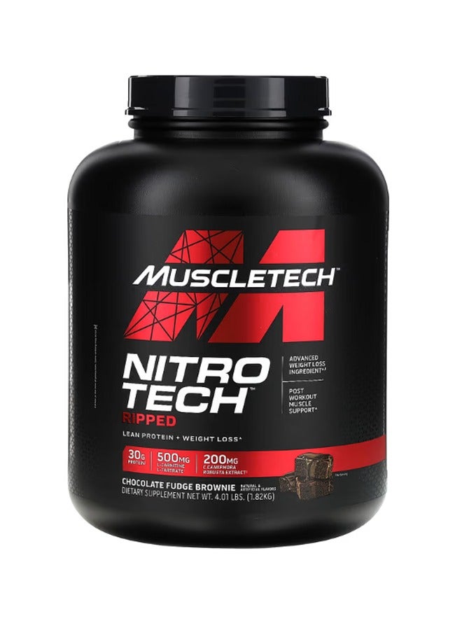 NitroTech Ripped Lean Protein + Weight Loss, Chocolate Fudge Brownie, 4.01 LBS