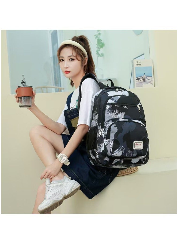 New 3-piece large capacity backpack set camouflage color matching lunch box pencil case campus backpack/high school/college student