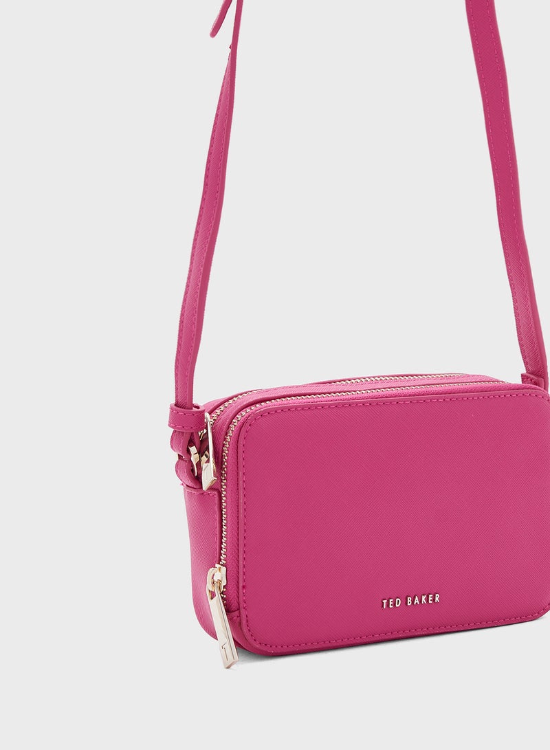 Saffrey Saffiano Logo Crossbody