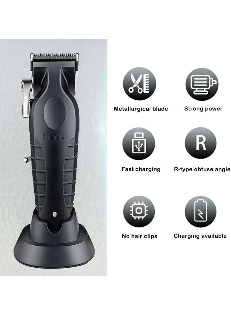 KM-2296 Cordless Hair Clippers, Rechargeable Beard Trimmers with 2500mAh Lithium-Ion Battery, Carbon Steel Blade, 8 Guide Combs for Men Grooming Kit Black