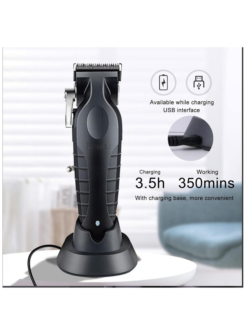 KM-2296 Cordless Hair Clippers, Rechargeable Beard Trimmers with 2500mAh Lithium-Ion Battery, Carbon Steel Blade, 8 Guide Combs for Men Grooming Kit Black