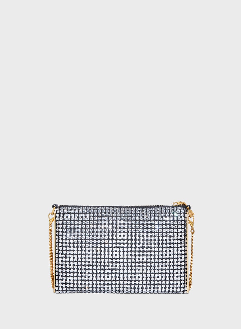 Kriisa Crystal Side Chain Detailed Clutch
