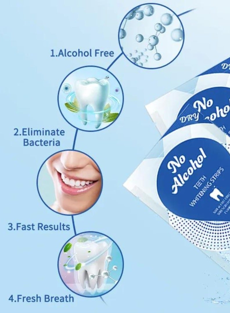 Dry Teeth Whitening Strips with Mint 14 Treatments 28 Strips Dry Whitening Strips with Pap + and V34 Safe Effective No Residue Whiten Teeth Strips Remove Tea Coffee and Food Stains V34 Teeth Whitening Strips