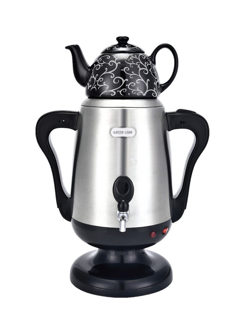 Electric Samovar / UK Plug / 3.5L Kettle Capacity / 0.8L Teapot Capacity / Boiling Dry Protection / Energy-Saving Dual System / Automatic Shut-Off / User Friendly Operation with Indicator Lights - Silver