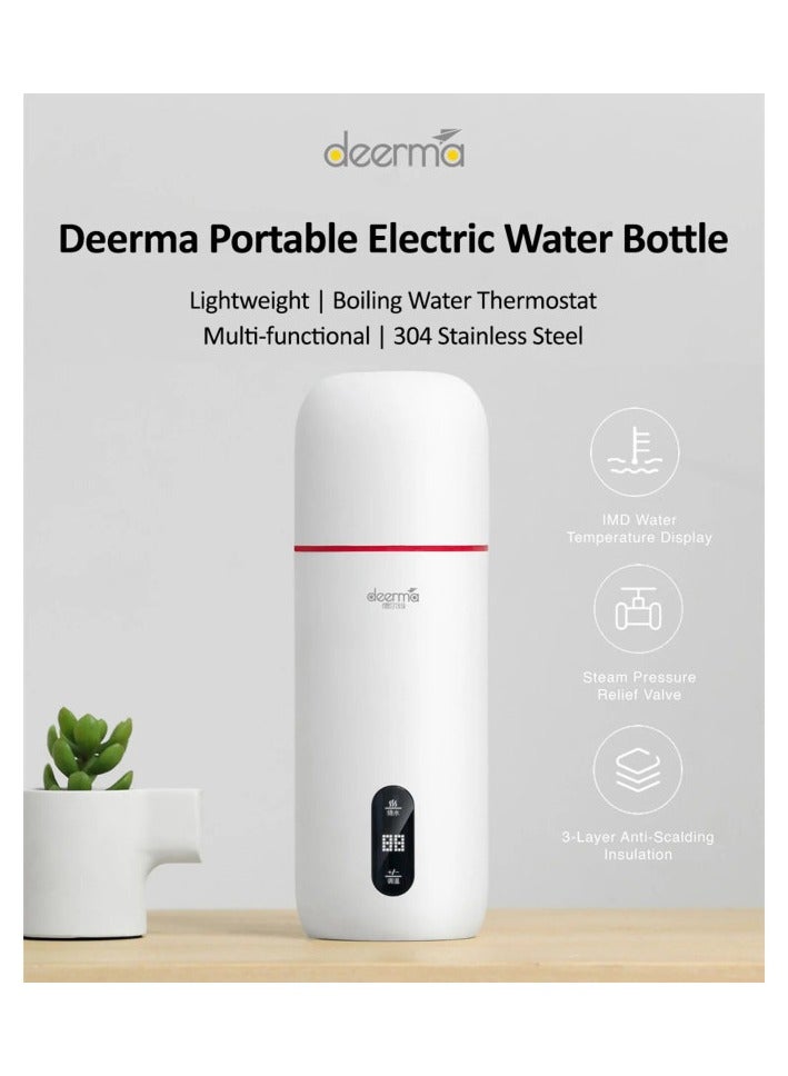 Deerma Portable DEM DR035S Electric Kettle Thermos Bottle 350ml | Lightweight and Portable 300W | Water Heater | Auto Monitoring and Auto Power Off Handheld Kettle | Mini Tea | Coffee Maker