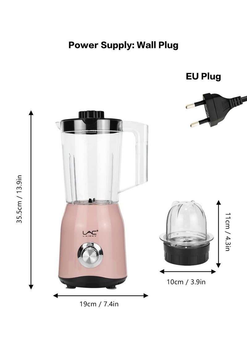 Blender for Smoothies,300W Personal Blender and Grinder Combo for Kitchen with a 1.5L Portable Smoothie Cups,Shakes,Juices,Frozen Drinks and a Coffee Cup with Seal Cover for Coffee Beans