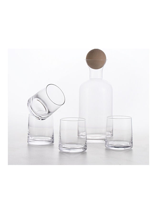 Pack Of 5 Glass Water Bottle Set Clear 1.2Liters