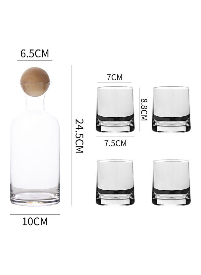 Pack Of 5 Glass Water Bottle Set Clear 1.2Liters