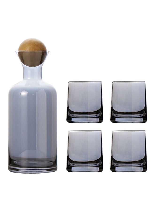 Pack Of 5 Electroplating Process Glass Water Bottle Set Grey