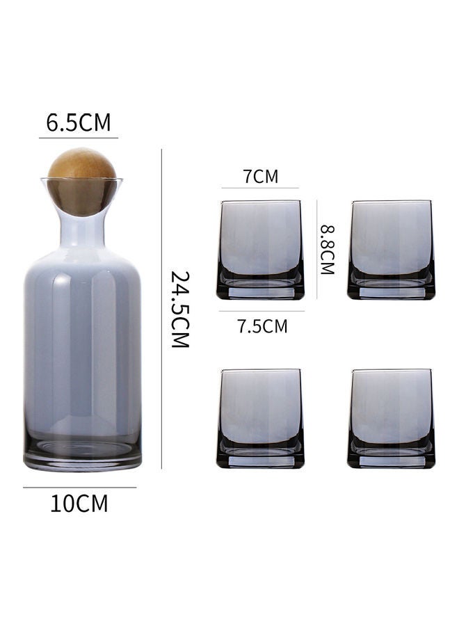 Pack Of 5 Electroplating Process Glass Water Bottle Set Grey