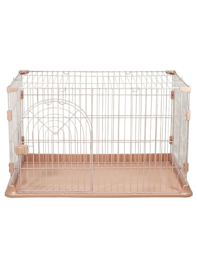 Indoor cat cage with Base widening buckle and door with push-pull switch, Thickened metal wire, Arched door design, Suitable for multiple cats, Easy to assemble and foldable cage (Pink)