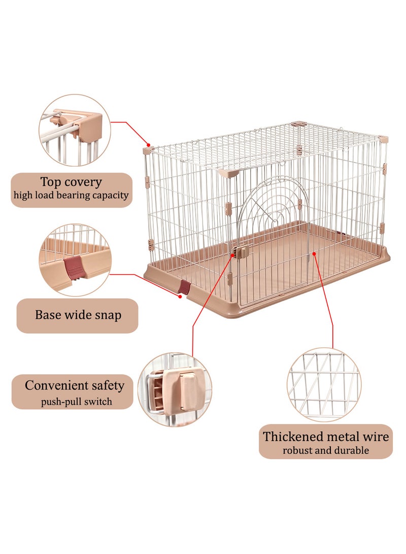 Indoor cat cage with Base widening buckle and door with push-pull switch, Thickened metal wire, Arched door design, Suitable for multiple cats, Easy to assemble and foldable cage (Pink)