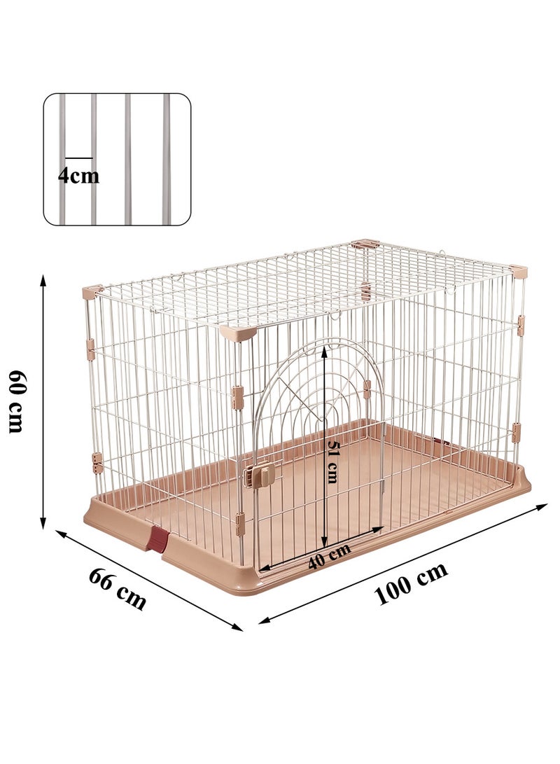 Indoor cat cage with Base widening buckle and door with push-pull switch, Thickened metal wire, Arched door design, Suitable for multiple cats, Easy to assemble and foldable cage (Pink)