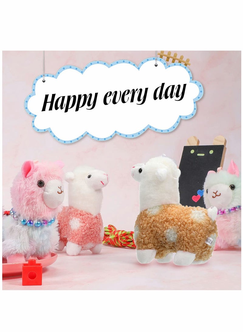 Mini Plush Toys 6 Pcs 5 In Llama Stuffed Animal Toys Alpaca Animal Stuffed Toys Plush Dolls Cute Llama Keychain for Decoration Bag Fillers Birthday Wedding Baby Shower Party Favors (Classic Style)