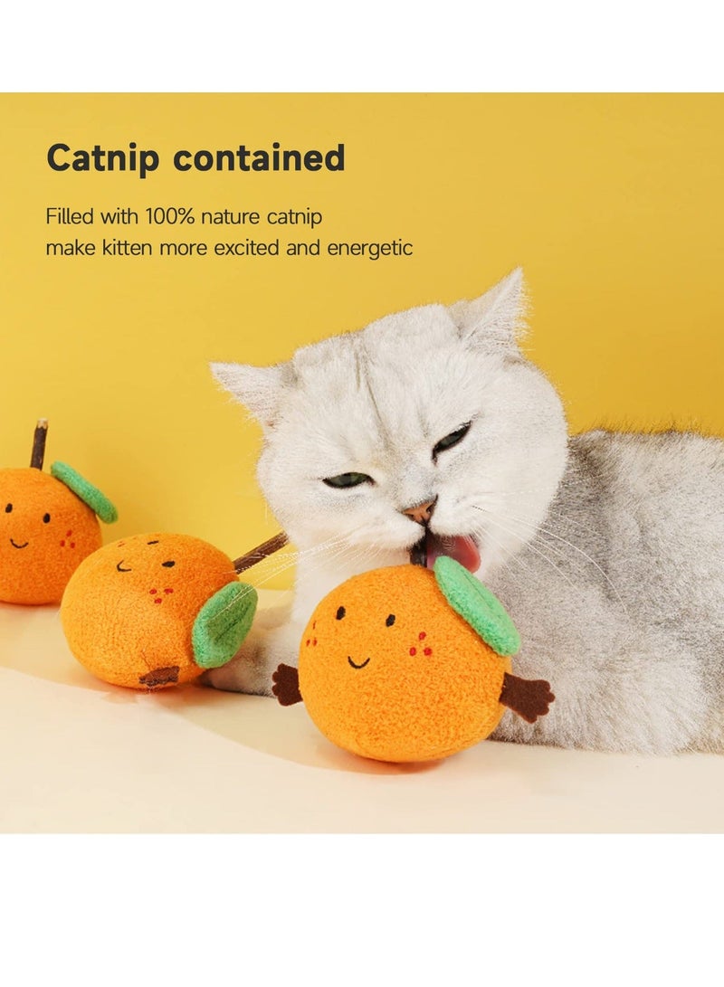 Catnip Toys Cat Chew Toy Orange Bite Resistant Catnip Toys for Cats Catnip Filled Toy for Indoor Cats Interactive  Dental Health Soft Plush Chew Toys for Kitten