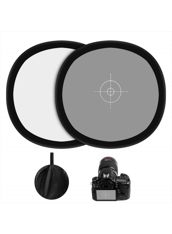Gray/White Balance Card,24x24Inch (60x60cm) Portable Focus Board Two Sides Double Face 18% Grey/White Balance Reference Card with Carry Pouch for Canon Nikon Sony