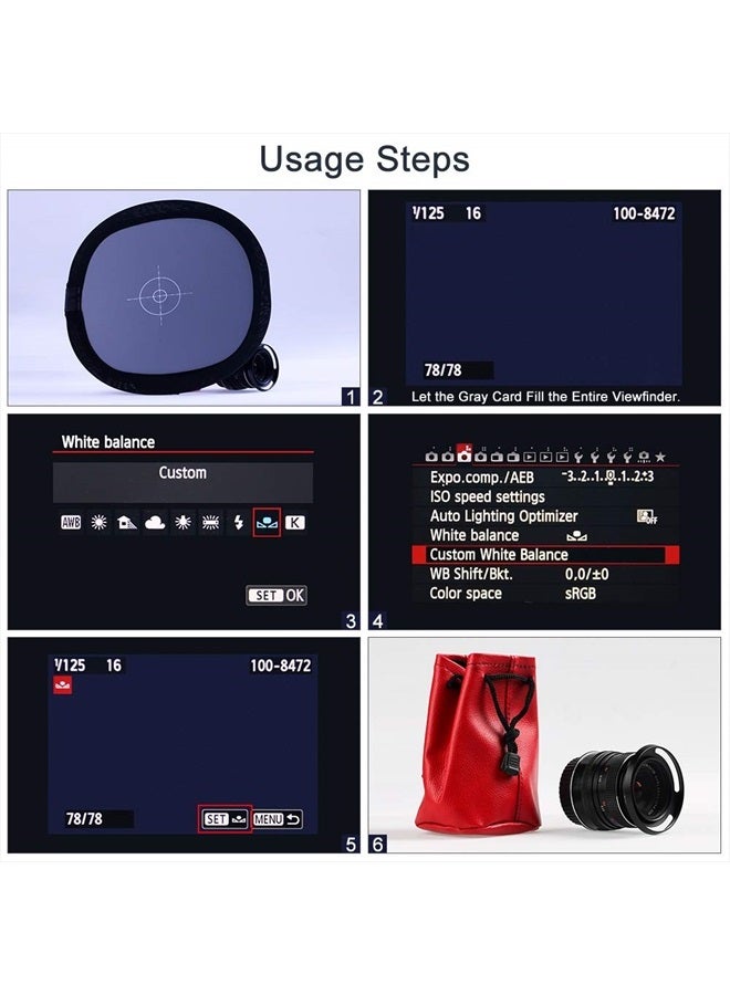 Gray/White Balance Card,24x24Inch (60x60cm) Portable Focus Board Two Sides Double Face 18% Grey/White Balance Reference Card with Carry Pouch for Canon Nikon Sony