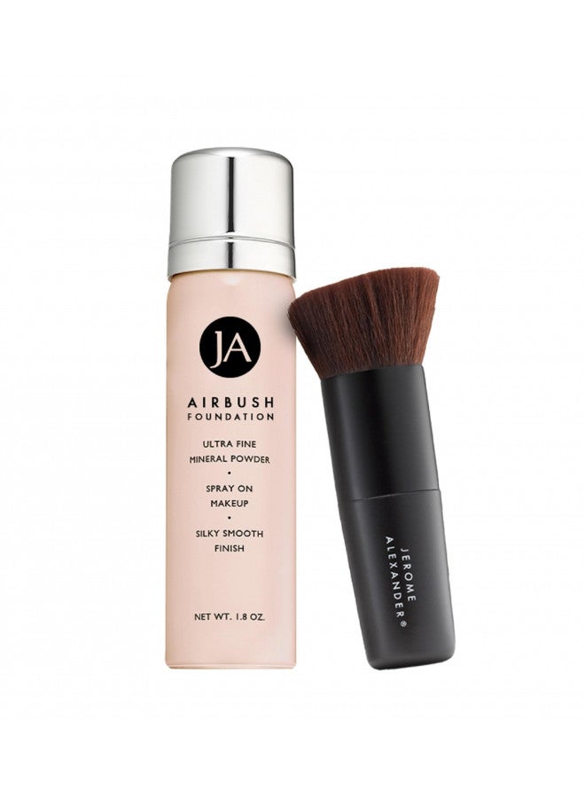 MagicMinerals AirBrush Foundation by Jerome Alexander 2pc Set with Airbrush Foundation and Kabuki Brush - Spray Makeup with Anti-aging Ingredients for Smooth Radiant Skin (Light Medium)