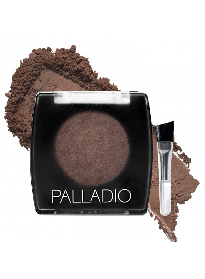 Palladio Brow Powder for Eyebrows, Soft and Natural Eyebrow Powder with Jojoba Oil & Shea Butter, Helps Enhance & Define Brows, Compact Size for Purse or Travel, Includes Applicator Brush, Dark Brown