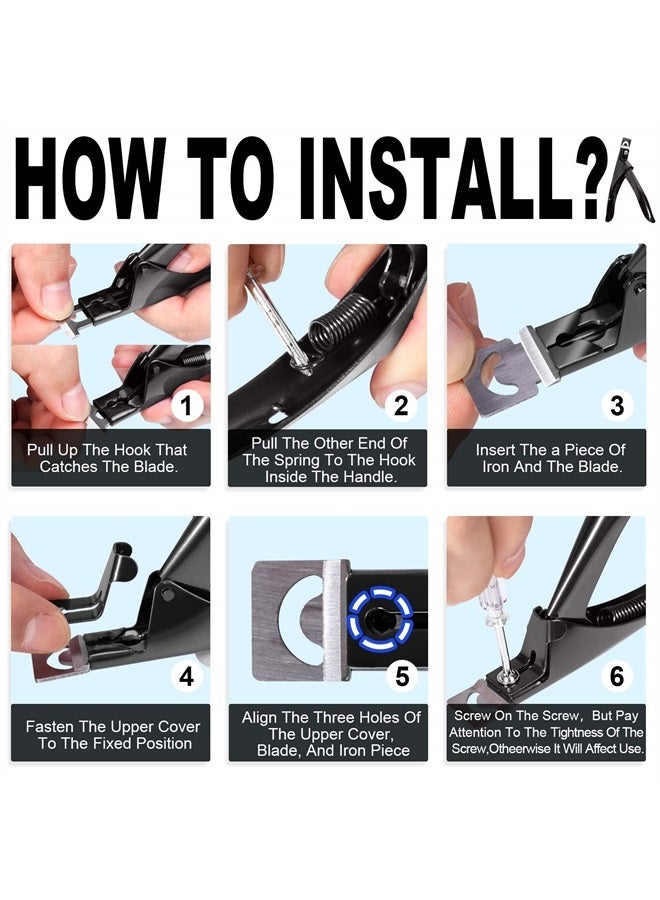 Black Premium Adjustable Stainless Steel Artificial Acrylic Fake False Nail Tip Clipper Cutter Trimmer Manicure Pedicure Sharp Blade Clip Tool for Salon Home Nail Art Beauty Design DIY