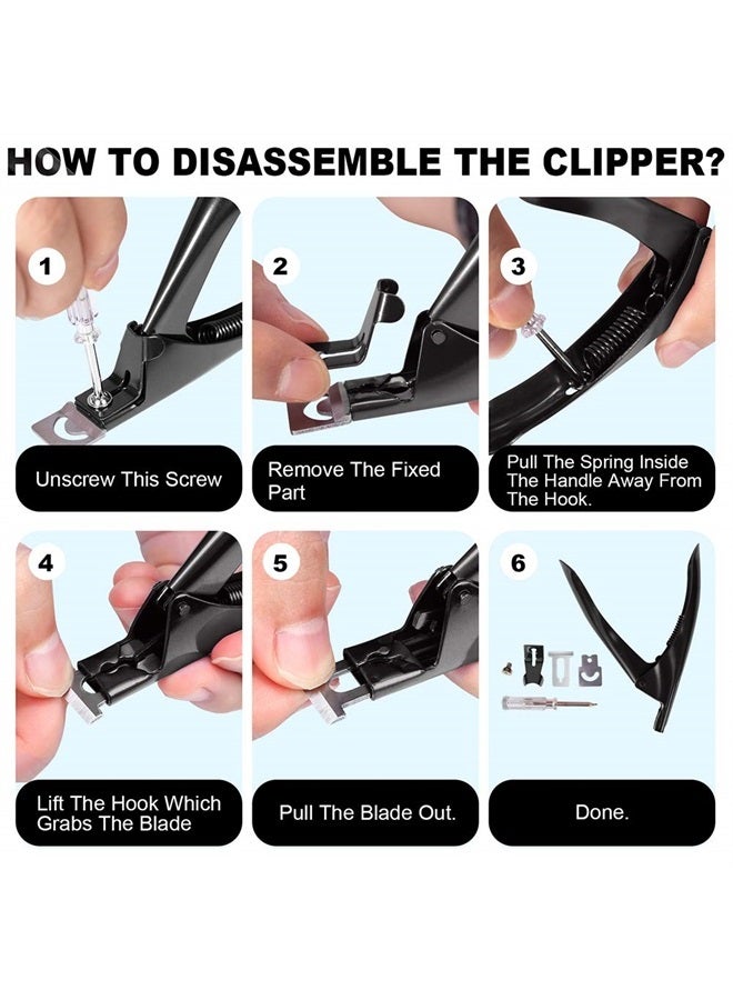 Black Premium Adjustable Stainless Steel Artificial Acrylic Fake False Nail Tip Clipper Cutter Trimmer Manicure Pedicure Sharp Blade Clip Tool for Salon Home Nail Art Beauty Design DIY