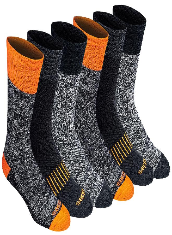 Dickies mens Dri-tech Moisture Control Crew Multipack Casual Sock, Hi-vis Orange Black (6 Pairs), Shoe Size 6-12 US